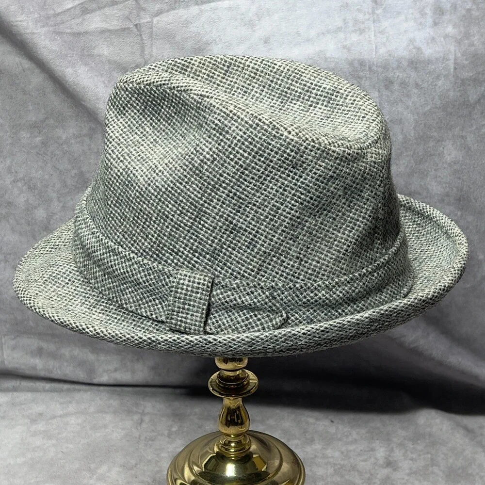 Vintage Resistol Fedora Hat Mens 7 3/8 Gray Wool Tweed Self-Conforming 1960s